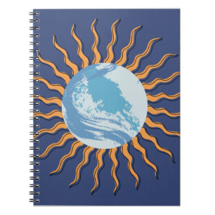 Abstrakt retro stil sol-strålplanet anteckningsbok
