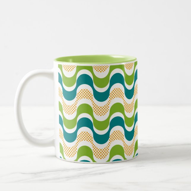 abstrakt-retro-wave mönster Tone-kaffe mugg (Vänster)