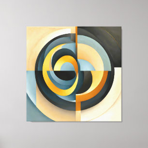 Abstrakt Retrogeometri i Cirklar och Rektanglar Canvastryck