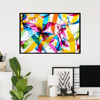 Abstrakt Ribbon Party Vinkar Volumetric Fold Poste Poster