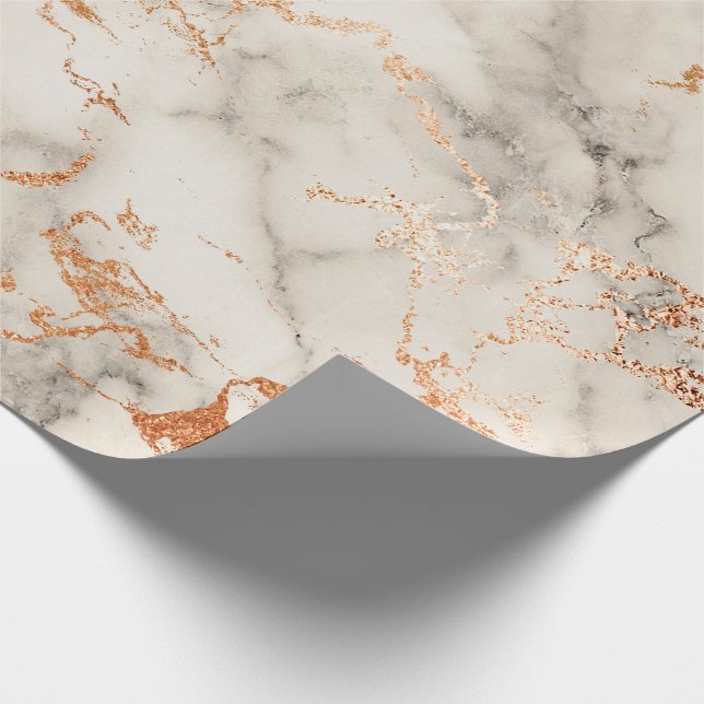 Abstrakt Ro Coral  Silver Grått Marble Stone Presentpapper (Hörn)