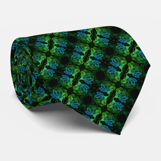 Abstrakt Ro Fantasy Flower Grönt Slips (Rullad)