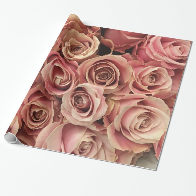 Abstrakt Ro Garden Elegant Blommigt Presentpapper (Utrullad)