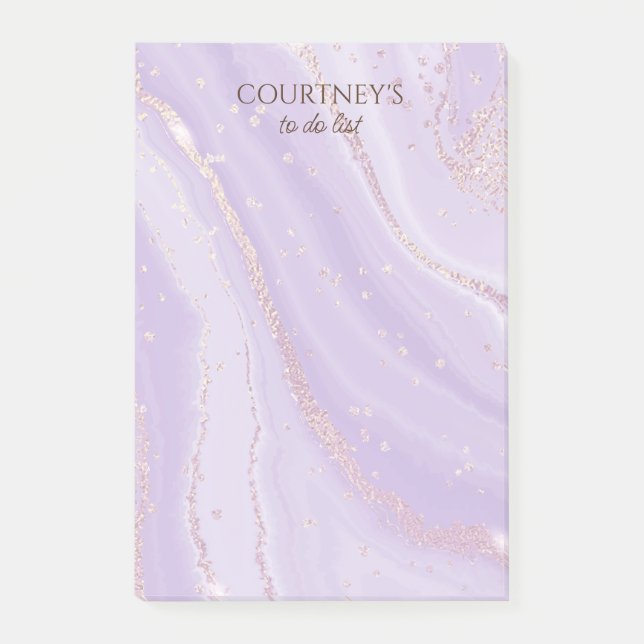 Abstrakt Ro Glitter Violet Liquid Marble Post-it Block (Framsida)