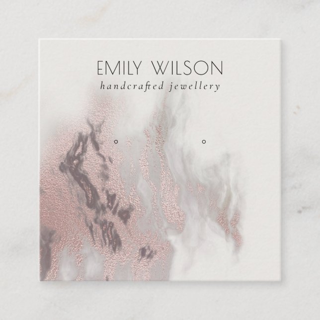 Abstrakt Ro Guld Agate Stud Earring Visning Fyrkantigt Visitkort (Framsida)