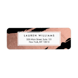 Abstrakt Ro Guld Brushstrokes på svart Returadress Etikett