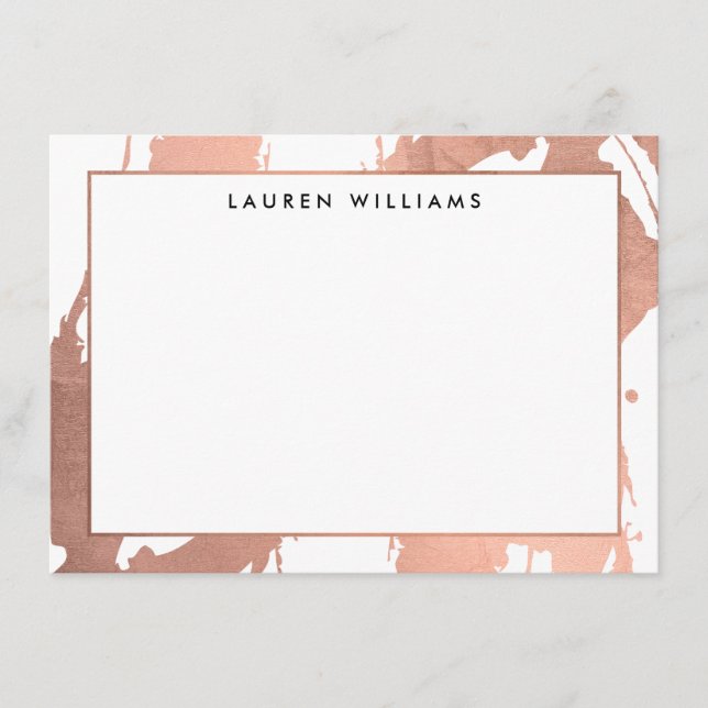 Abstrakt Ro Guld Brushstrokes på vitanteckningskor Anteckningskort (Framsida)