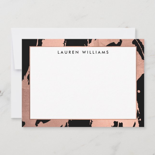 Abstrakt Ro Guld Brushstroks på svarta antecknings Anteckningskort (Framsida)