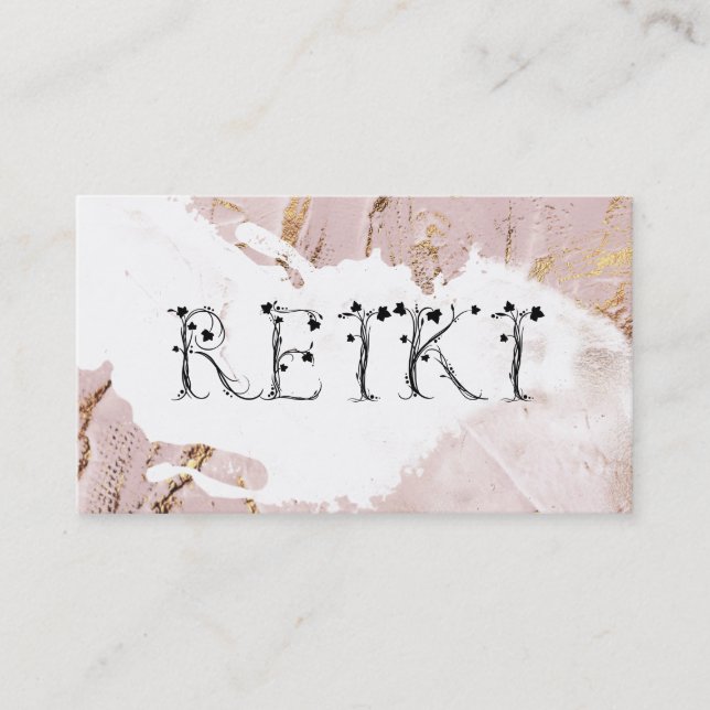 *~* Abstrakt Ro Guld Paint Strokes REIKI Ivy Visitkort (Framsida)