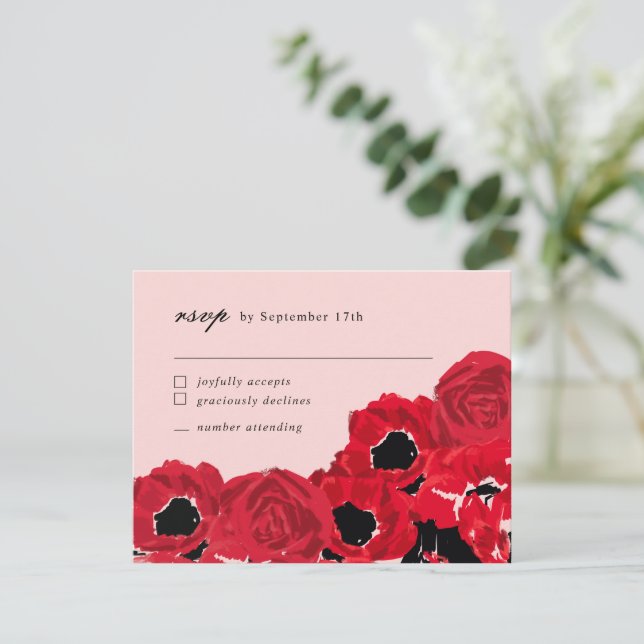 Abstrakt Ro och Poppies som samordnar OSAN Anteckningskort (Stående Fram)