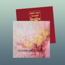 Abstrakt Ro Rosa Paint Guld Fyrkantigt Visitkort