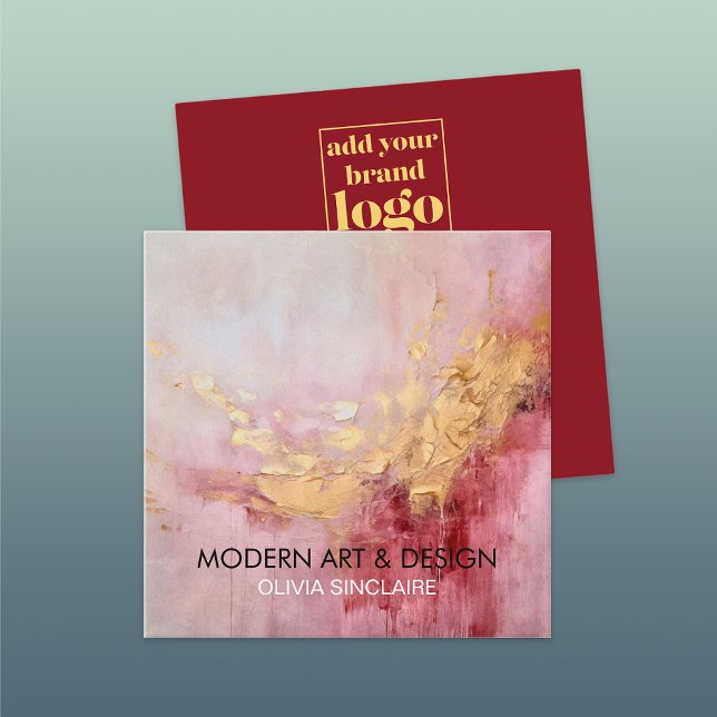 Abstrakt Ro Rosa Paint Guld Fyrkantigt Visitkort (Skapare uppladdad)