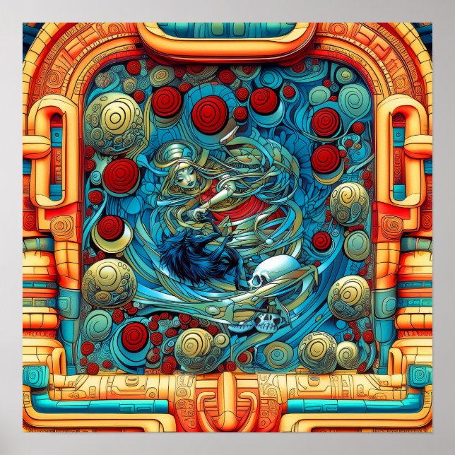 Abstrakt Ro Witchy Colorful AI Art Matte Value Poster (Framsidan)