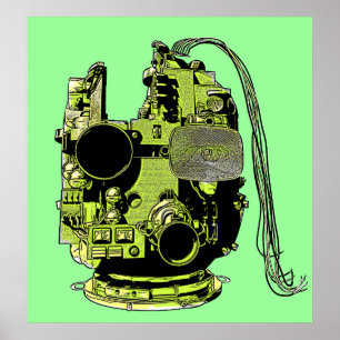 Abstrakt Robot Head Retro Färg Print Poster