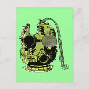 Abstrakt Robot Head Retro Färg vykort