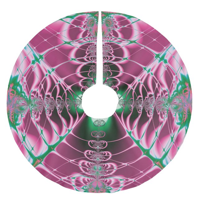 Abstrakt röd blomma julgransmatta borstad polyester (Framsidan)