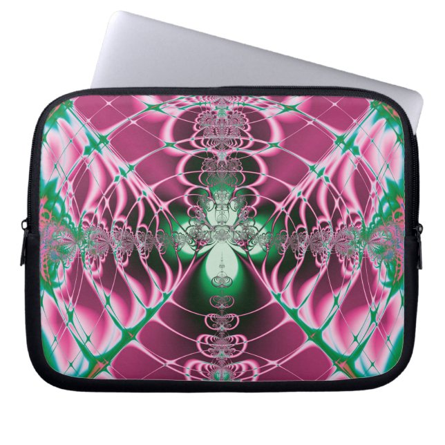 Abstrakt röd blomma laptop sleeve (Framsidan)
