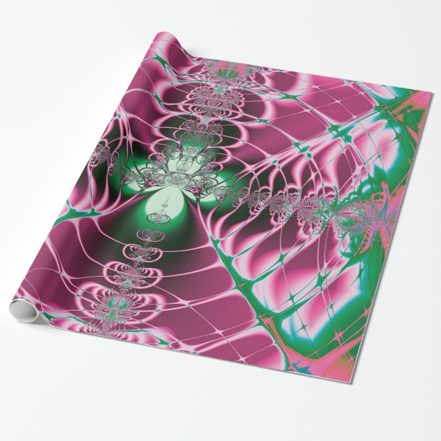 Abstrakt röd blomma presentpapper (Utrullad)