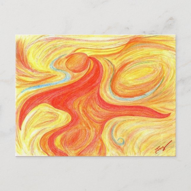 Abstrakt röd dansare konst vykort (Framsida)