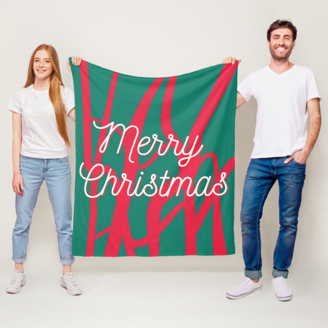Abstrakt Röd Grön Personlig God Jul Fleecefilt (På plats)