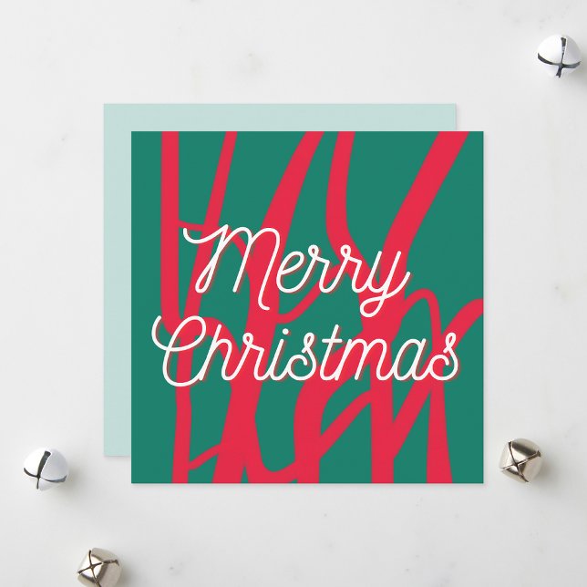 Abstrakt Röd Grön Personlig God Jul Julkort (Skapare uppladdad)