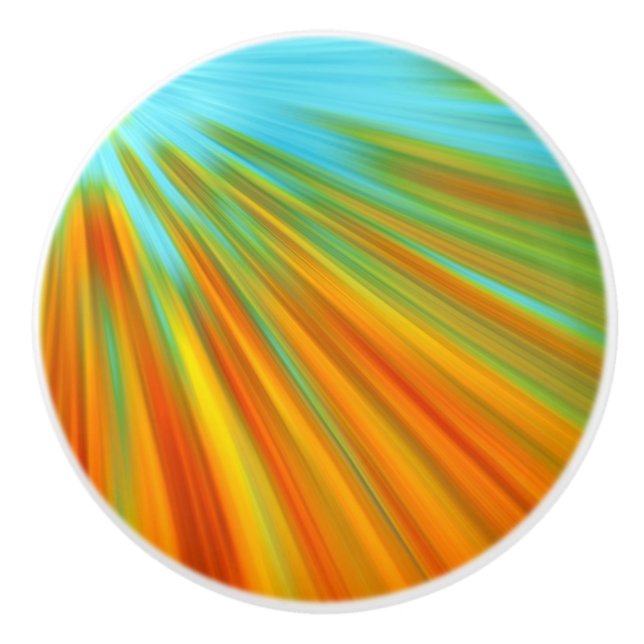 Abstrakt röd gult orange grönt rand på blå  knopp (Framsidan)