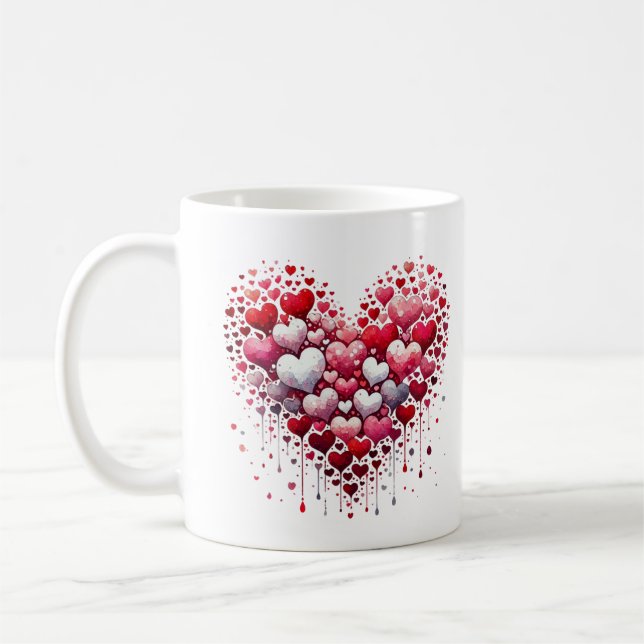 Abstrakt Röd Hjärtkärlek Splash Romantisk Konstmug Kaffemugg (Vänster)