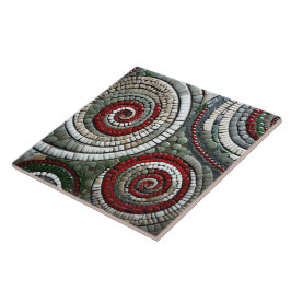 Abstrakt Röd jul Spiral Mönster Kakelplatta