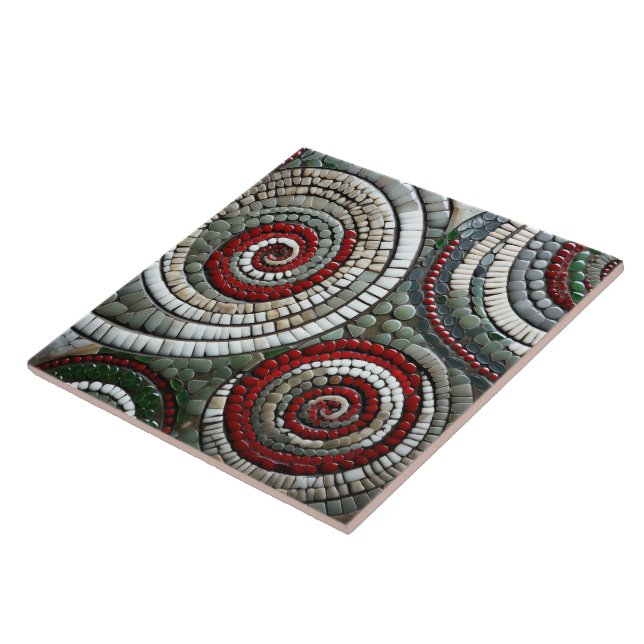 Abstrakt Röd jul Spiral Mönster Kakelplatta (Sidan)