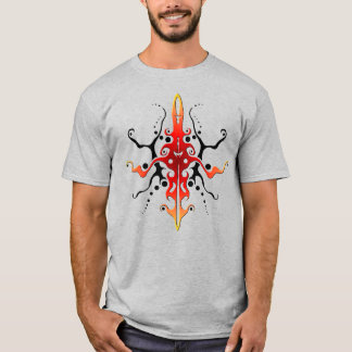 Abstrakt röd mask tribal tatuering design t shirt