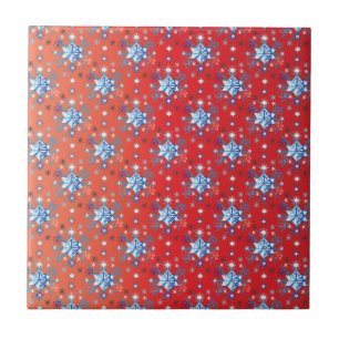 Abstrakt röd och blå jul snöflingor kakelplatta