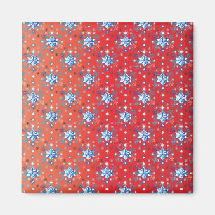 Abstrakt röd och blå jul snöflingor magnet