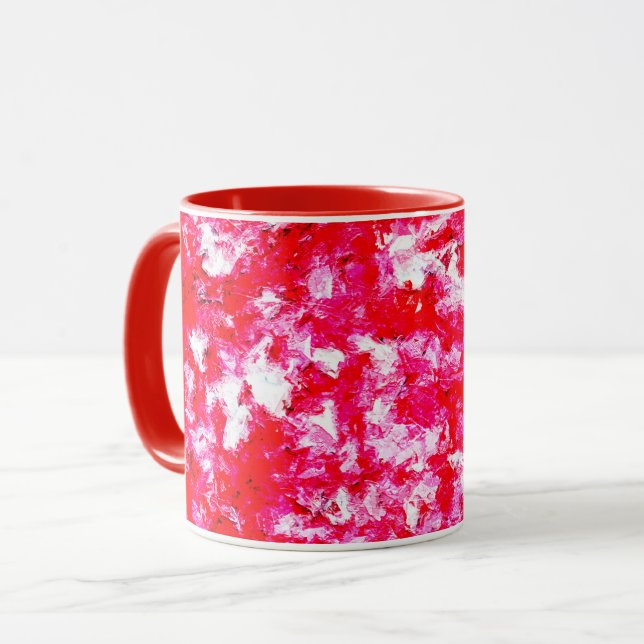 Abstrakt Röd och Rosa Mugg (Framsida vänster)