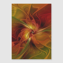 Abstrakt röd orange brun grön fraktal konst blomma