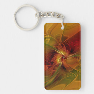 Abstrakt röd orange brun grön fraktal konst blomma