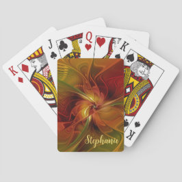 Abstrakt röd orange brun grön fraktal konst blomma casinokort