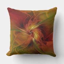 Abstrakt röd orange brun grön fraktal konst blomma