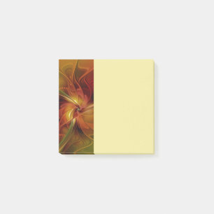Abstrakt röd orange brun grön fraktal konst blomma post-it block