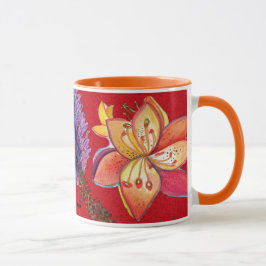 Abstrakt röd Orchidmugg Mugg