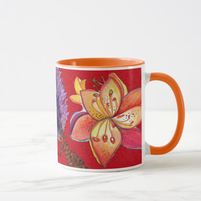 Abstrakt röd Orchidmugg Mugg (Höger)