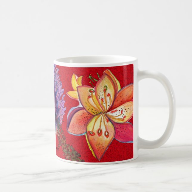 Abstrakt röd Orchidmugg Mugg (Höger)