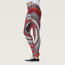 Abstrakt Röd övertoning Spiral Fractal Leggings