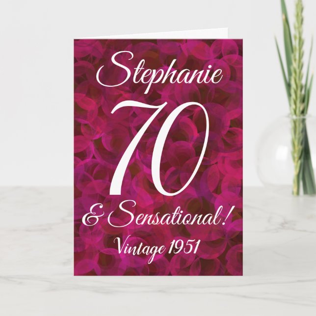 Abstrakt Röd ros 70 och Sensational Birthday Kort (Framsida)