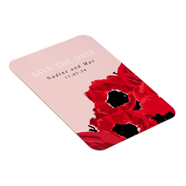 Abstrakt Röd ros och poppies Magnet (Högersidan)