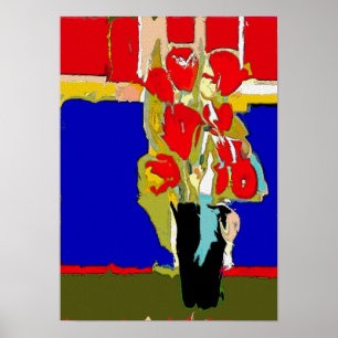 Abstrakt Röd ros Poster