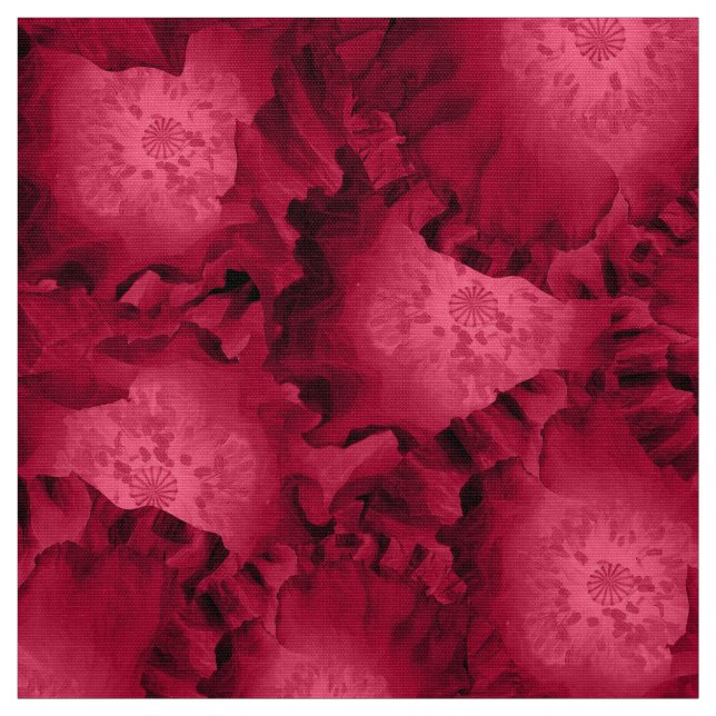 Abstrakt röd ros-vallmoblommor blommigt romantic V Tyg (Provkarta)