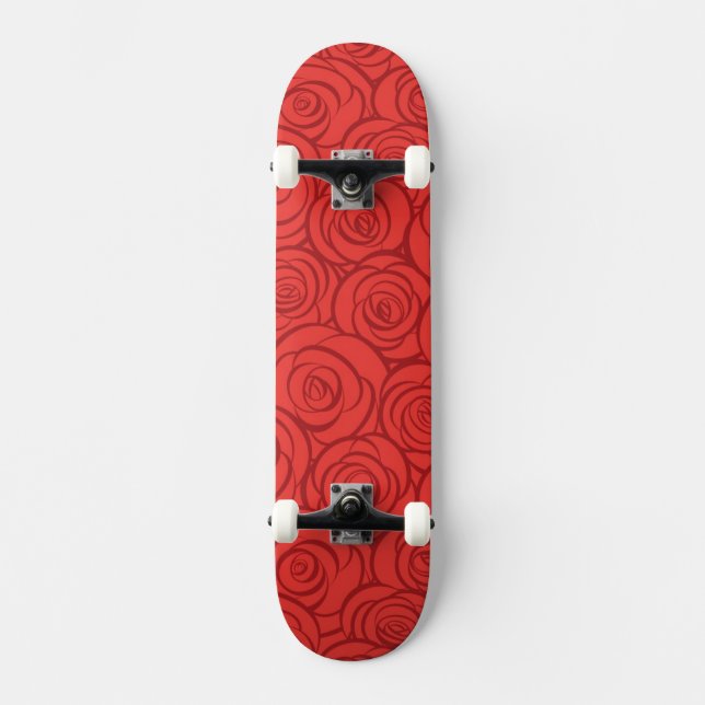 Abstrakt röd rosbakgrund mini skateboard bräda 18,7 cm (Framsida)
