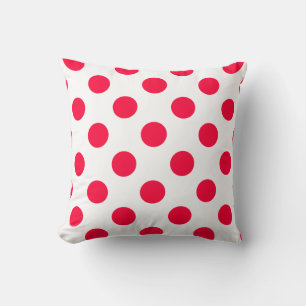 Abstrakt röd snyggt vit polka dots cirkulation kudde