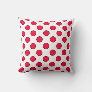 Abstrakt röd snyggt vit polka dots cirkulation kudde