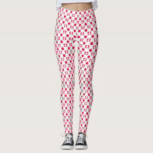 Abstrakt röd snyggt vit polka dots cirkulation leggings
